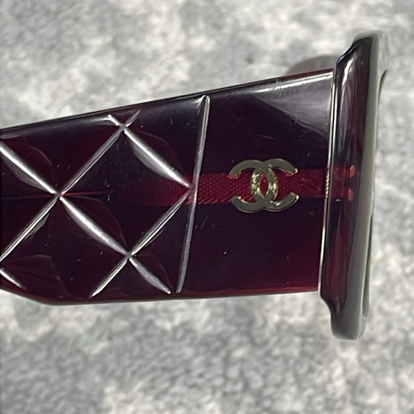 Chanel Acetate Quilted CC Glasses Frames Amber Brown Color Change Green Rim - Picture 4 of 12